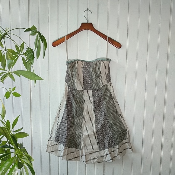 Anthropologie Dresses & Skirts - Edme&Esyllte tan patchwork strapless dress 4